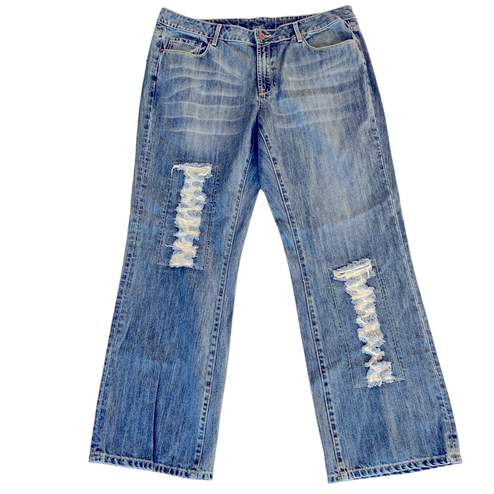 SEVEN FOR ALL MANKIND X LANE BRYANT BOYFRIEND Distressed New With Tags